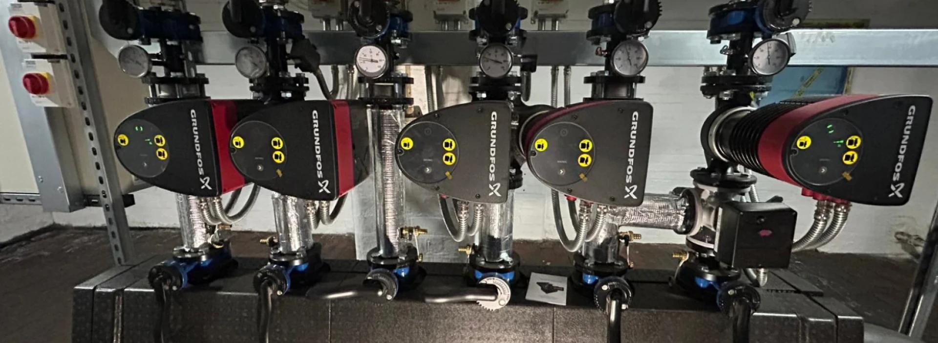 Plumbing components in a plant room.