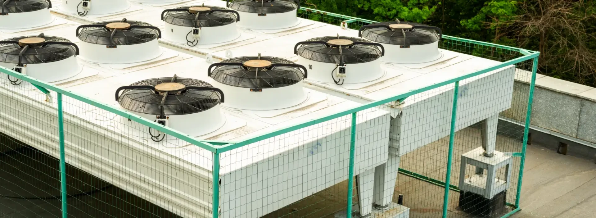 An outdoor industrial air conditioning system on the roof of a building.